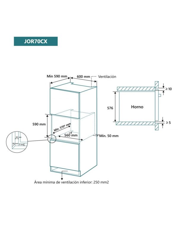 HORNO JOHNSON 4 FUNCIONES HIDROLITICO INOX JOR70CX - Imagen 3