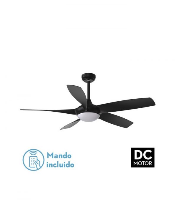 VENTILADOR DC 24W GALLEO NEGRO 5 ASPAS 137D 2400LM 6 VELOCIDADES 3000-4000-6500K C/REMOTO,MEMORIA Y TEMPORIZADOR