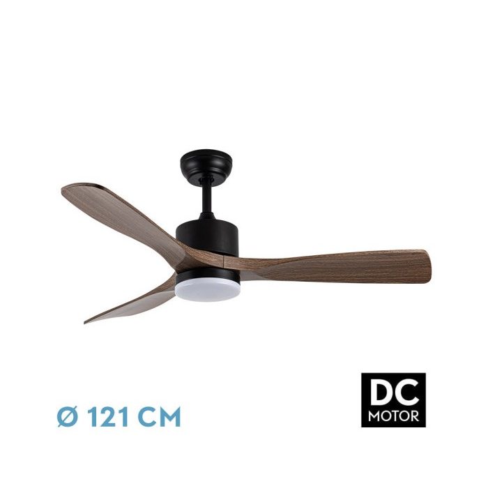 VENTILADOR DC AZABACHE 20W NEGRO 3ASP.ROBLE 6VEL 3 COL 40/50X121D 2350LM REMOTO,MEMOR,TEMPO