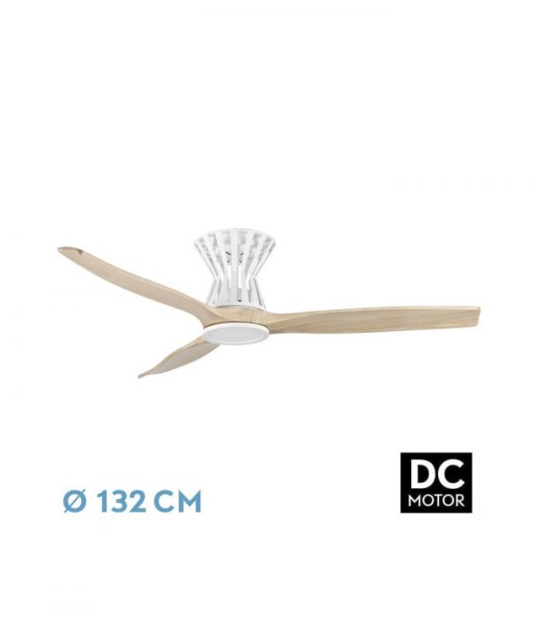 VENTILADOR DC BALTIR 18W BLANCO/HAYA 3ASPAS 132D REGULABLE INTENSIDAD 2250LM 3000K,4000K,6000K REMOTO+TEMPORIZADOR+MEMORIA