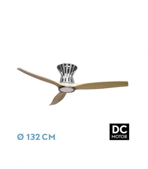 VENTILADOR DC BALTIR 18W NIQUEL/HAYA 3ASPAS132D REGULABLE INTENSIDAD 2250LM 3000K,4000K,6000K REMOTO+TEMPORIZADOR+MEMORIA