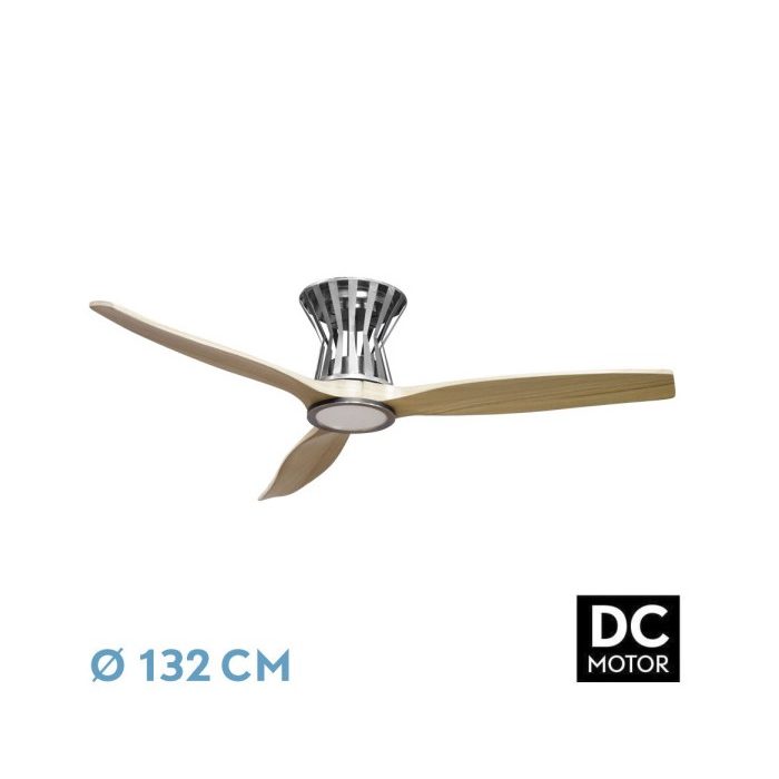 VENTILADOR DC BALTIR 18W NIQUEL/HAYA 3ASPAS132D REGULABLE INTENSIDAD 2250LM 3000K,4000K,6000K REMOTO+TEMPORIZADOR+MEMORIA