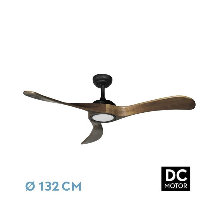 VENTILADOR DC CASTELO 18W NEGRO/ROBLE 3ASPAS 132D REGULABLE INTENSIDAD 2250LM 3000K,4000K,6000K REMOTO+TEMPORIZADOR+MEMORIA