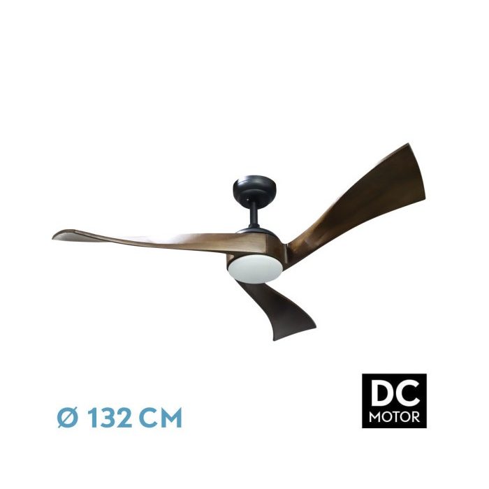 VENTILADOR DC JANUBI 22W NEGRO/ROBLE 3ASPAS132D REGULABLE INTENSIDAD 2350LM 3000K, 4000K, 6000K REMOTO+ TEMPORIZADOR+ MEMORIA 24