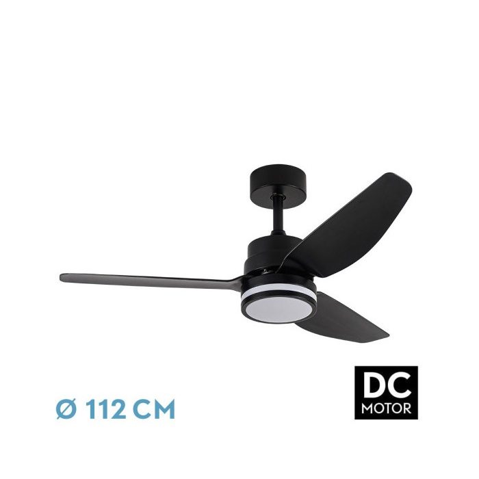 VENTILADOR DC JARAMA 20W NEGRO 3ASP.6VELOCIDADES 3000-4000-6500K 2350LM REMOTO,MEMORIA,TEMPERATURA 112D