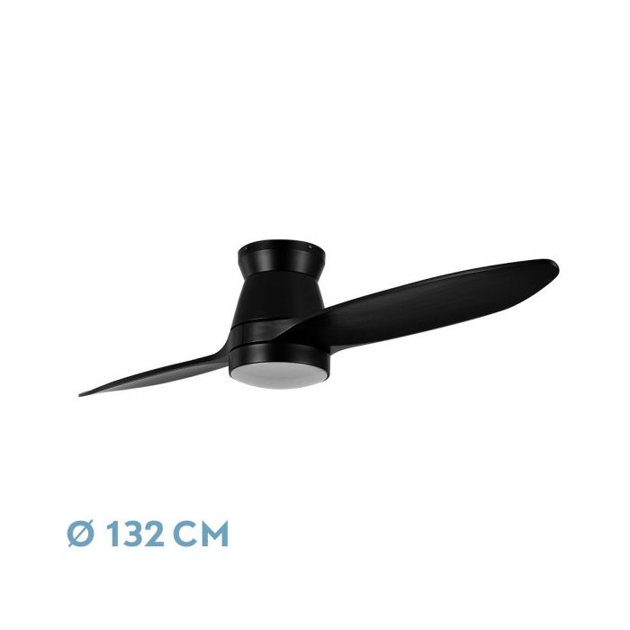 VENTILADOR DC NORDIC 24W 2400LM NEGRO 2 ASPAS 132D 3000K,4500K,6000K, REMOTO+TEMPORIZADOR+MEMORIA