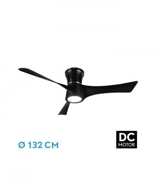VENTILADOR DC TIANAS 18W NEGRO 3ASPAS 132D REGULABLE INTENSIDAD 2250LM 3000K,4000K,6000K REMOTO+TEMPORIZADOR+MEMORIA