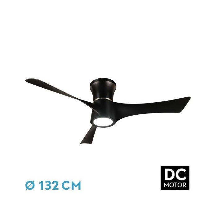 VENTILADOR DC TIANAS 18W NEGRO 3ASPAS 132D REGULABLE INTENSIDAD 2250LM 3000K,4000K,6000K REMOTO+TEMPORIZADOR+MEMORIA