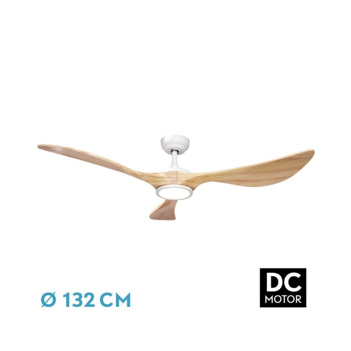 VENTILADOR DC VIANA 18W BLANCO/HAYA 3ASPAS 132D REGULABLE INTENSIDAD 2250LM 3000K, 4000K, 6000K REMOTO+ TEMPORIZADOR+ MEMORIA