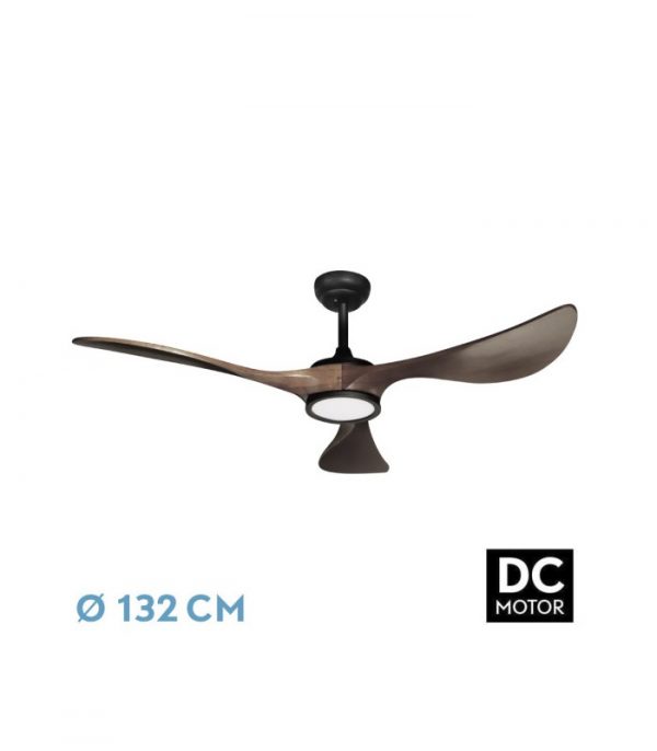 VENTILADOR DC VIANA 18W NEGRO/ROBLE 3ASPAS132D REGULABLE INTENSIDAD 2250LM 3000K, 4000K, 6000K REMOTO+ TEMPORIZADOR+ MEMORIA