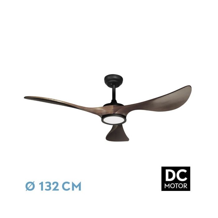 VENTILADOR DC VIANA 18W NEGRO/ROBLE 3ASPAS132D REGULABLE INTENSIDAD 2250LM 3000K, 4000K, 6000K REMOTO+ TEMPORIZADOR+ MEMORIA