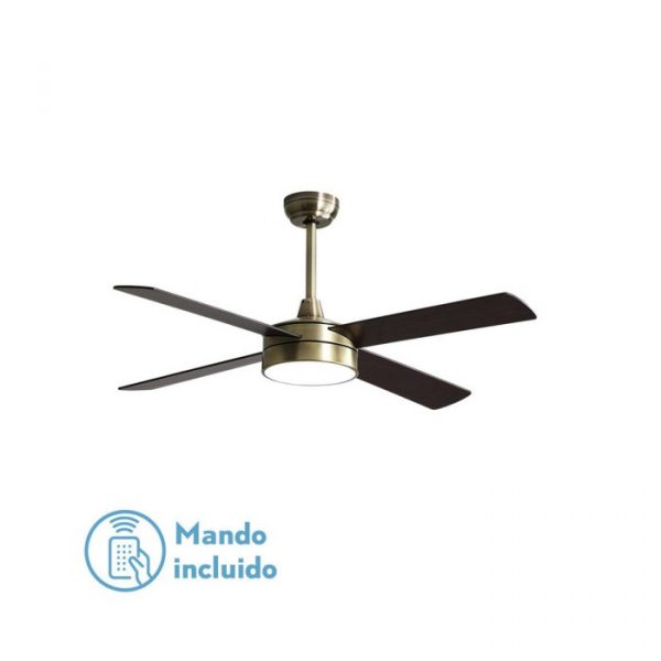 VENTILADOR DC NEVERY 26W CUERO 4 ASPAS ROBLE/NOGAL 122D 2950LM 3000-4000-6000K REMOTO-TEMPORIZADOR-MEMORIA 24