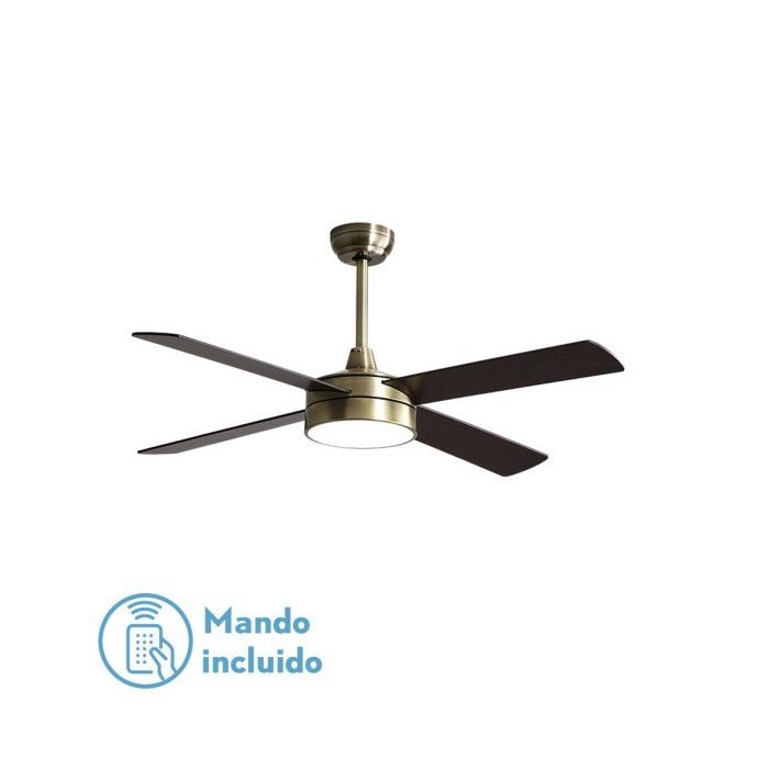 VENTILADOR DC NEVERY 26W CUERO 4 ASPAS ROBLE/NOGAL 122D 2950LM 3000-4000-6000K REMOTO-TEMPORIZADOR-MEMORIA 24