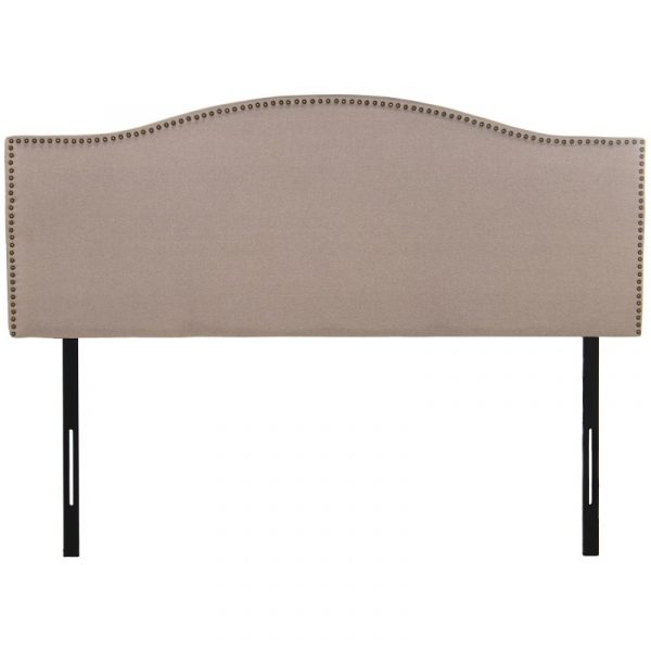 CABECERO CAMA TAPIZADO BEIGE POLIESTER METAL NEGRO 160x7x122 132 73003 - Imagen 2