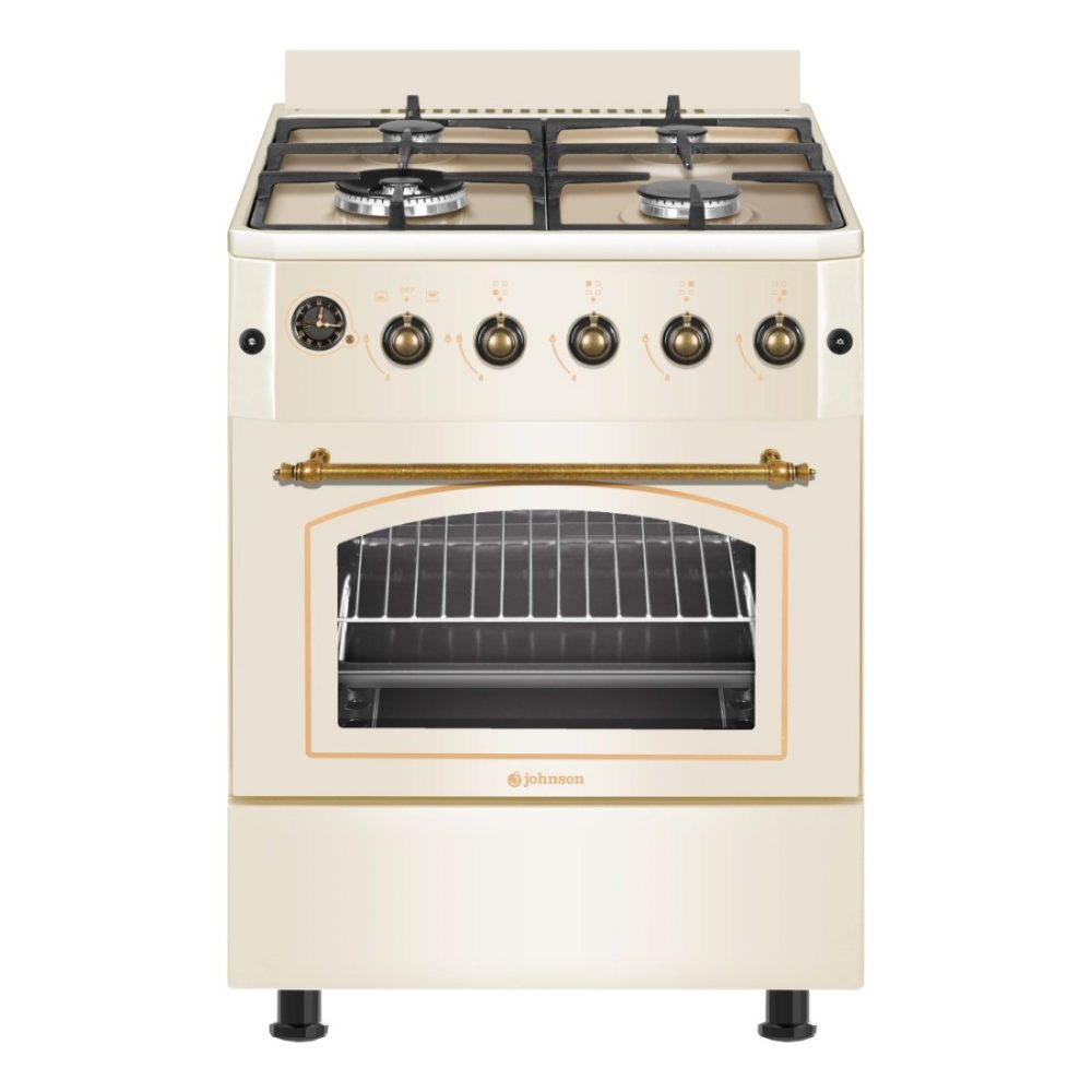 COCINA GAS BUTANO JOHNSON 60CM RÚSTICA CREMA COCI60BRC1