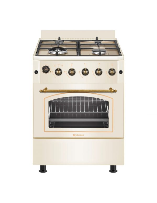 COCINA GAS BUTANO JOHNSON 60CM RÚSTICA CREMA COCI60BRC1