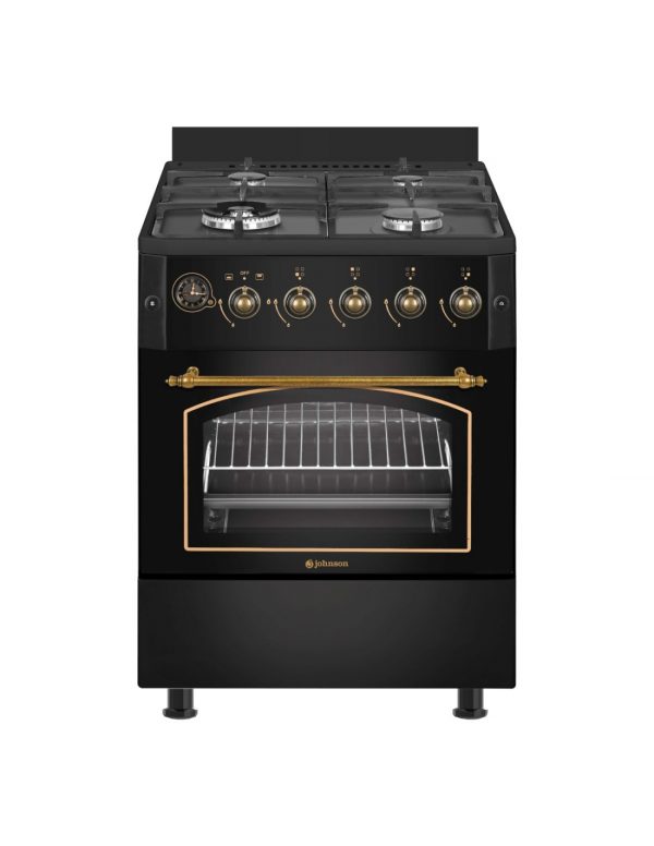 COCINA GAS BUTANO JOHNSON 60CM RÚSTICA NEGRA