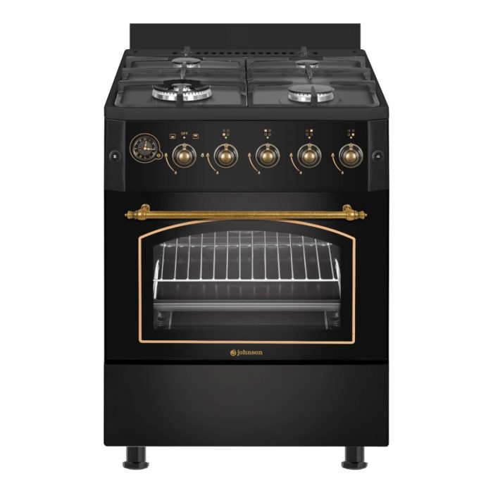COCINA GAS BUTANO JOHNSON 60CM RÚSTICA NEGRA