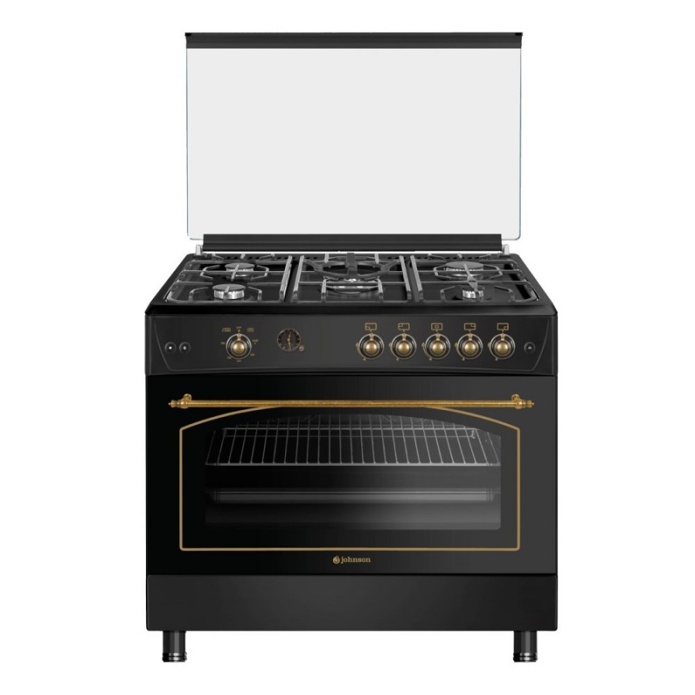 COCINA GAS NATURAL JOHNSON 90CM RÚSTICA NEGRA CONA90GRN