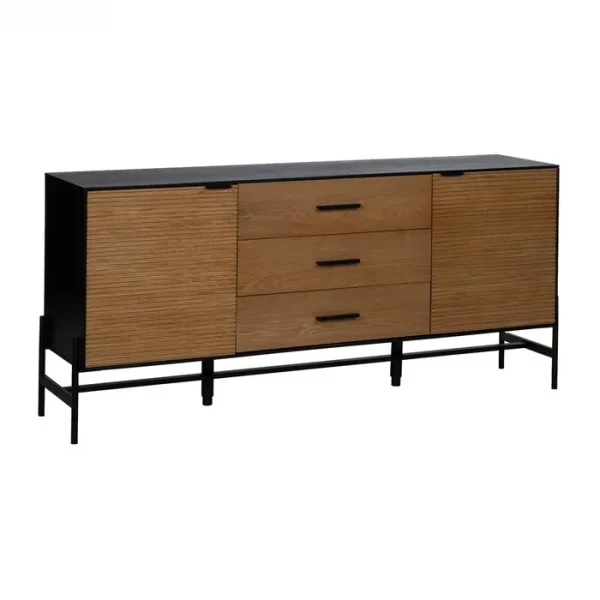 APARADOR NEGRO-NATURAL DM-MADERA 164 X 40 X 75 CM - Imagen 3