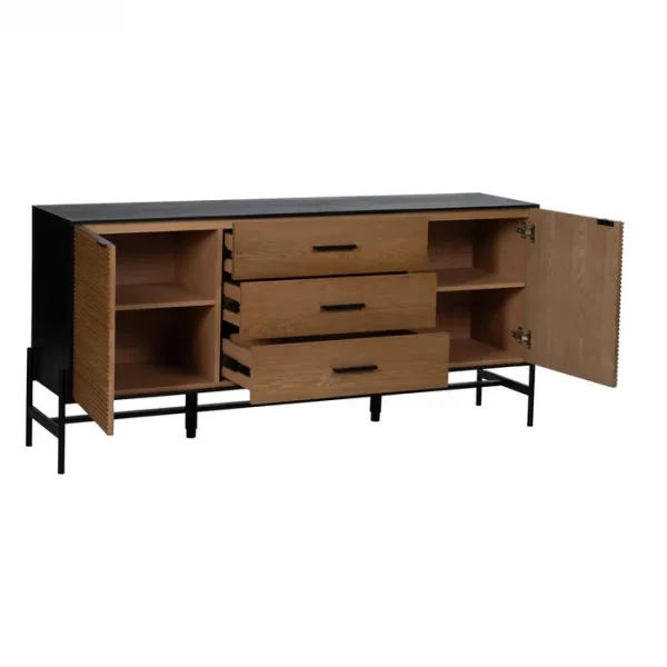 APARADOR NEGRO-NATURAL DM-MADERA 164 X 40 X 75 CM - Imagen 4