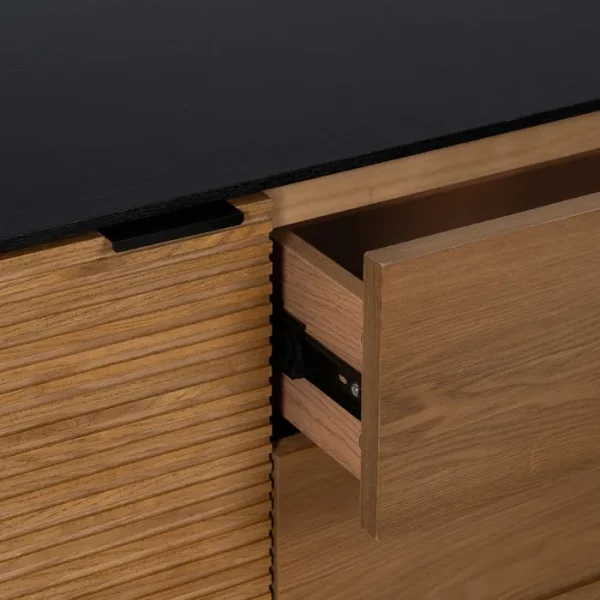 APARADOR NEGRO-NATURAL DM-MADERA 164 X 40 X 75 CM - Imagen 8