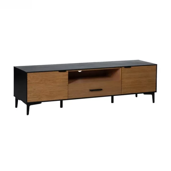 MUEBLE TV NEGRO-NATURAL DM-MADERA 154 X 40 X 44 CM - Imagen 3