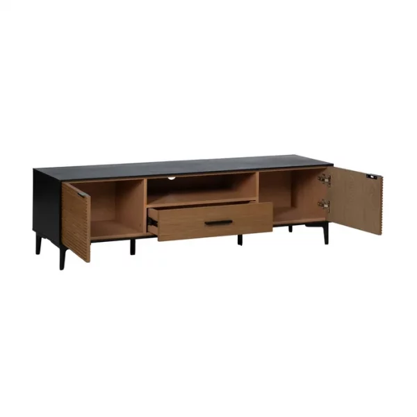 MUEBLE TV NEGRO-NATURAL DM-MADERA 154 X 40 X 44 CM - Imagen 4