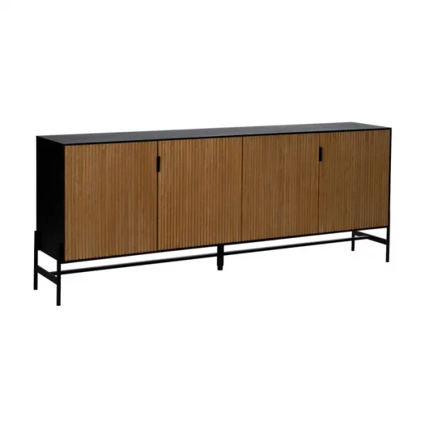 APARADOR NEGRO-NATURAL DM-MADERA 204 X 40 X 81,50 CM - Imagen 3