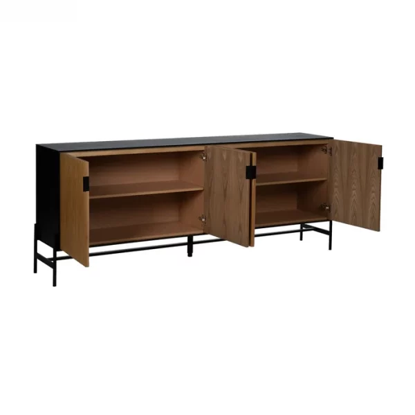 APARADOR NEGRO-NATURAL DM-MADERA 204 X 40 X 81,50 CM - Imagen 4