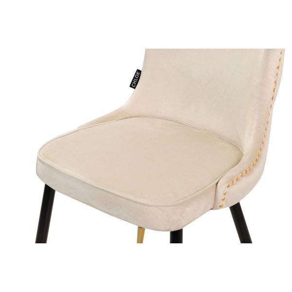 SILLA TACHUELAS VELVET BLANCO ASPEN 49x54x79 CM - Imagen 2