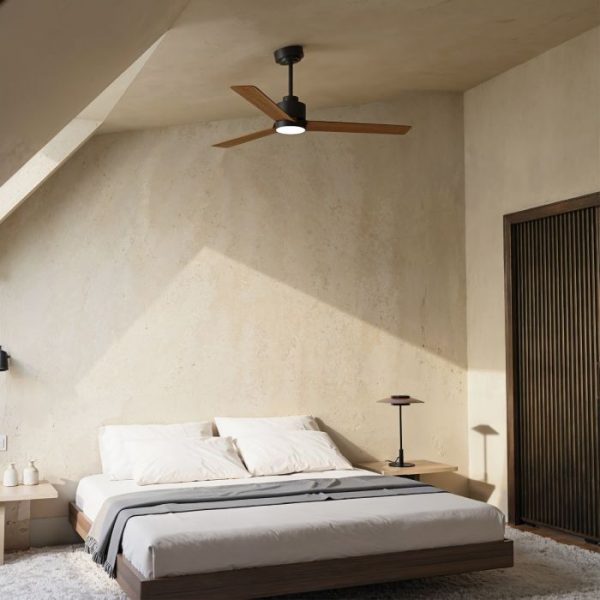 SULION ANNE VENTILADOR LED NEGRO MADERA OSCURA