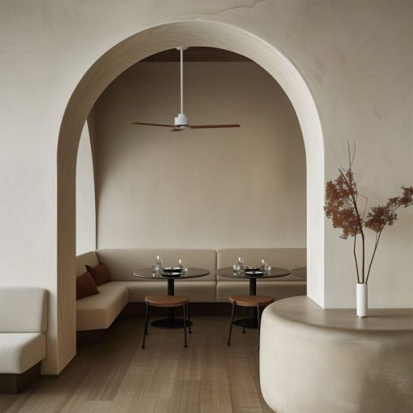 SULION ANNE VENTILADOR BLANCO MADERA OSCURA