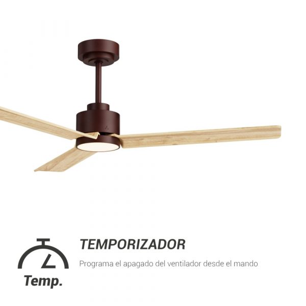 SULION ANNE VENTILADOR LED NEGRO MADERA CLARA - Imagen 7