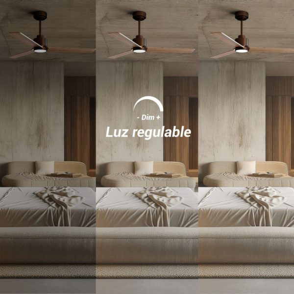 SULION ANNE LUZ VENTILADOR MARRÓN MADERA NATURAL OSCURA - Imagen 5