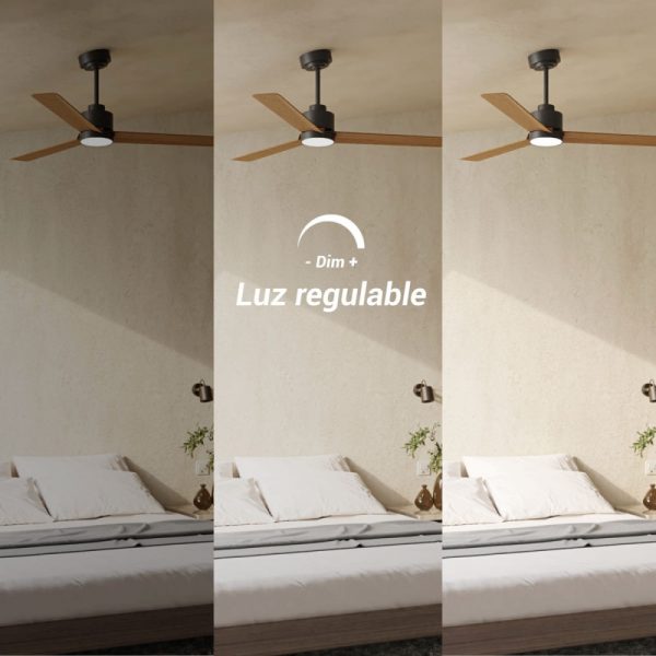 SULION ANNE VENTILADOR LED NEGRO MADERA NATURAL OSCURA - Imagen 6