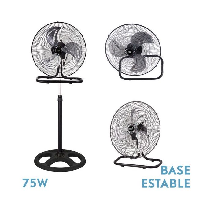 VENTILADOR 3 EN 1 RECIO NEGRO 50 D 3 VEL. 70W 3 ASPAS ALUMINIO EN PLATA OSCILANTE