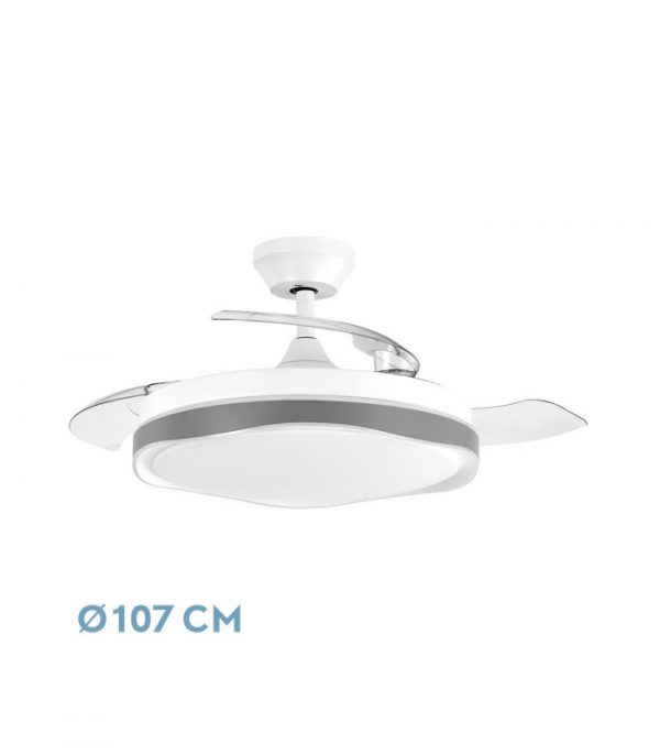 VENTILADOR DC BLONDI BLANCO/GRIS 3ASPAS 107D 7200LM 6VEL 3000K,4500K,6000K, REMOTO+TEMPORIZADOR+MEMORIA