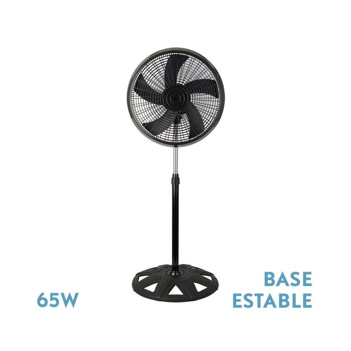 VENTILADOR DE PIE AGUDO NEGRO 3 VEL.65W 5 ASPAS OSCILANTE Y ROTATORIO REGX50X50CM