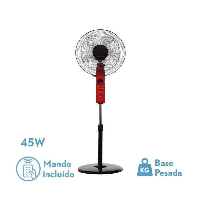 VENTILADOR DE PIE CIRCUS ROJO/NEGRO 3VEL 45W REGX43X40CM OSCILANTE 5ASP.C/ REMOTO,TEMPORIZADOR