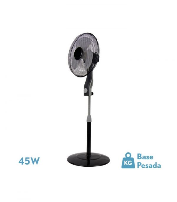 VENTILADOR DE PIE MAGICO NEGR/GRIS 3 VEL.45W 3ASPAS ORIENTABLE FIJO Y ROTATORIO REGX41X41 CM