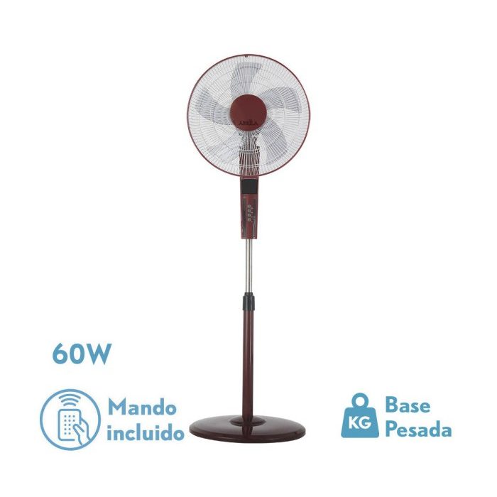 VENTILADOR DE PIE RAYO BURDEOS/NG.3 VEL.60W.5 ASP 43D C/ REMOTO Y TEMPORIZADOR 0,5H-7,5H