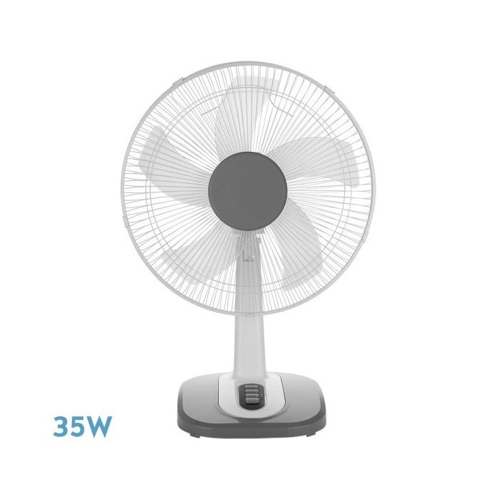 VENTILADOR SOBREMESA ARROYO PEQUEÑO BLANCO/GRIS 3VEL40W 5 ASPAS OSCILANTE Y ROTATORIO 55X34X26CM