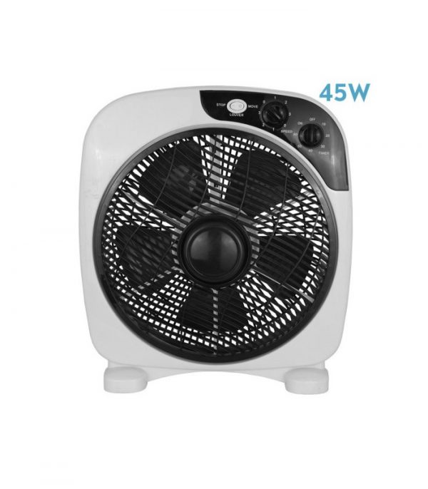 VENTILADOR SOBREMESA BORJA 45W BLANCO/NEGRO 3VEL. 5 ASPAS TEMPORIZADOR 41X37,5X12,5CM