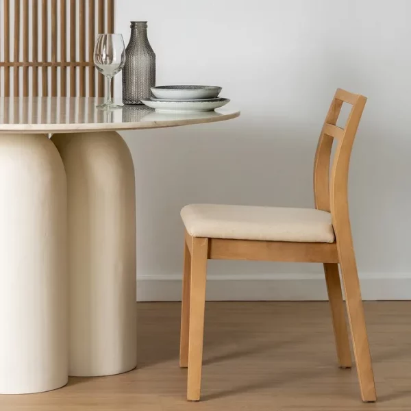 SILLA NATURAL-BEIGE TEJIDO-MADERA 41 X 50 X 81 CM