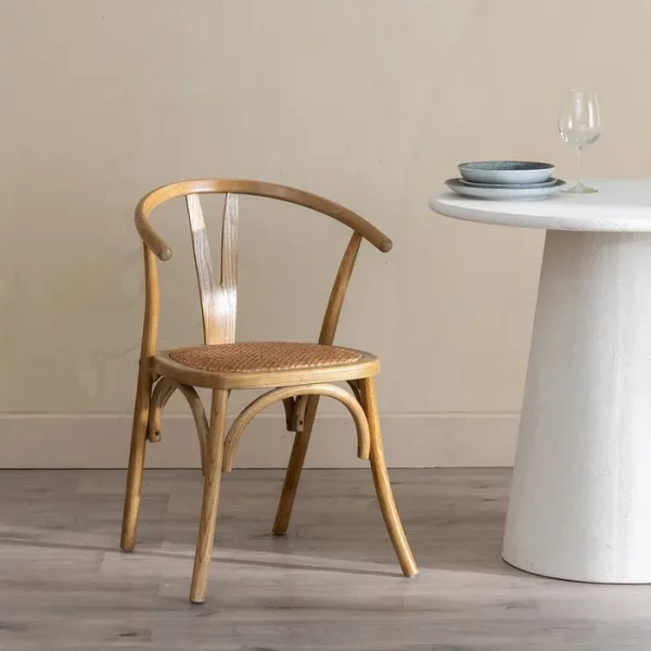 SILLA MARRÓN MADERA-RATÁN 55 X 50 X 81 CM