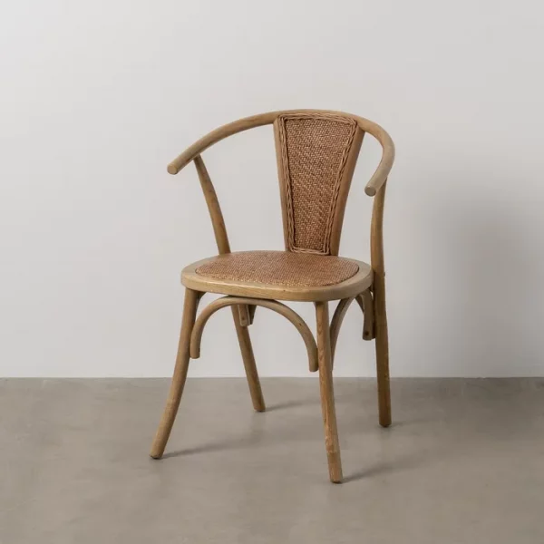 SILLA MARRÓN MADERA-RATÁN 55 X 50 X 81 CM - Imagen 2