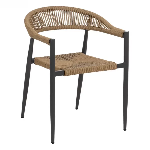 SILLA BEIGE-GRIS PE-ALUMINIO SALÓN 57,50 X 56 X 74 CM - Imagen 3