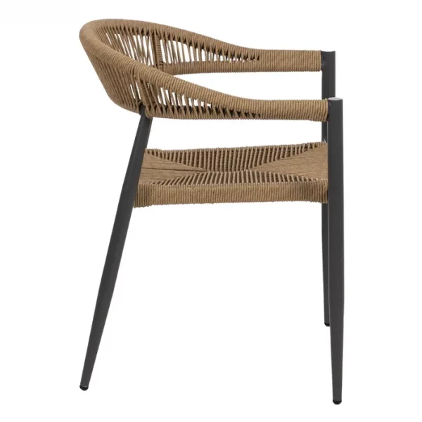 SILLA BEIGE-GRIS PE-ALUMINIO SALÓN 57,50 X 56 X 74 CM - Imagen 4