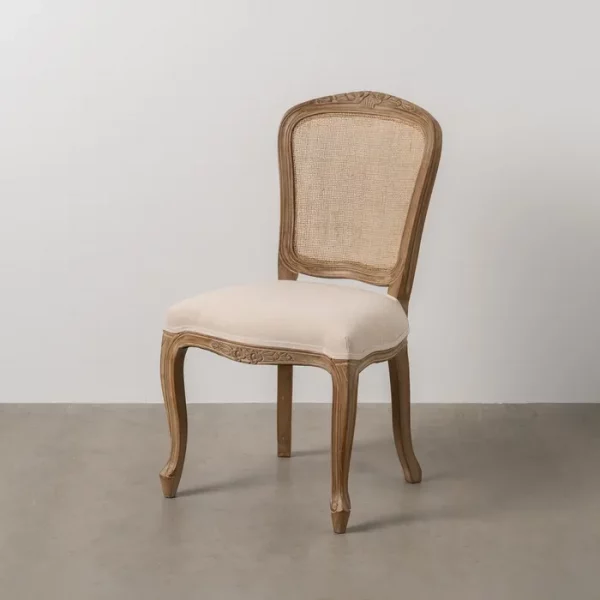 SILLA NATURAL-BLANCO MADERA-RATÁN SALÓN 44 X 50 X 98 CM - Imagen 2